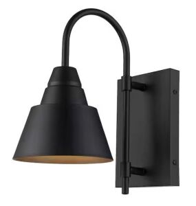 Bel Air Lighting Rune 12 in. 1-Light Black Farmhouse Outdoor Barn Light Wall Sconce with Metal Shade