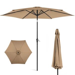 Outdoor Steel Market Patio Umbrella Decoration w/ Tilt, Crank Lift - 10ft