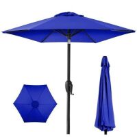 Outdoor Market Patio Umbrella w/ Push Button Tilt, Crank Lift - 7.5f