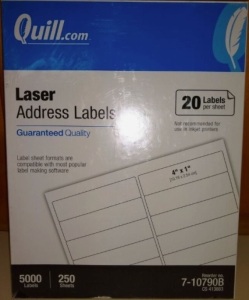 Quill Laser Address Labels 4"X1" - 5000 Labels $59.45