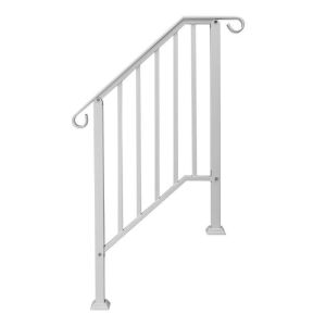  2 Steps Wrought Iron Stair Rail Matte White