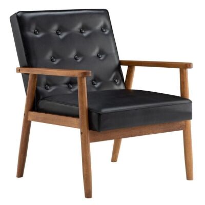  Mid Century Modern Faux Leather Accent Chair