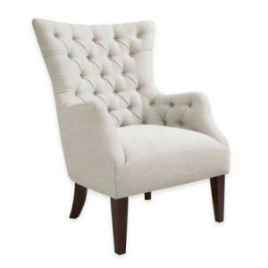 Madison Park Hannah Button Tufted Wing Chair in Ivory 