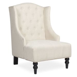 French Style Tall Wingback Tufted Fabric Accent Chair