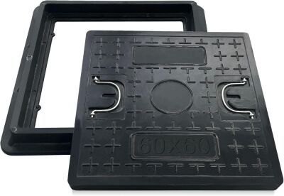 Reinforced Steel Embedded Non-slip Manhole Cover with Handles 24" x 24" 