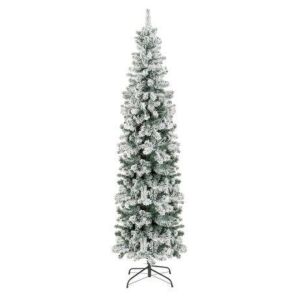 6' Snow Flocked Artificial Pencil Christmas Tree w/ Stand