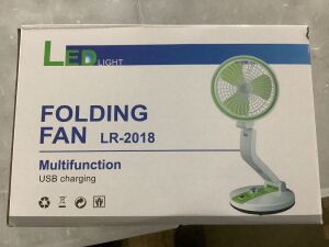 Lot of (2) Folding Rechargeable Fan With LED Light