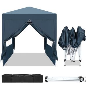  6.5 x 6.5ft Ez Pop Up Gazebo Canopy Tent w/ 4 Sidewalls Blue 