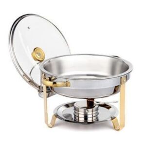 ROVSUN 5 QT Round Chafing Dish Buffet Set with Glass Lid & Lid Holder