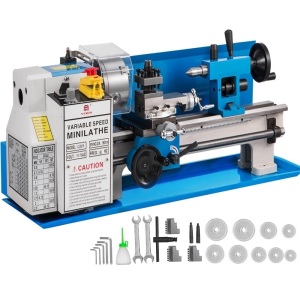 VEVOR Mini Bench Top Metal Lathe with 4" 3-jaw Chuck, 50-2500 RPM Variable Speed