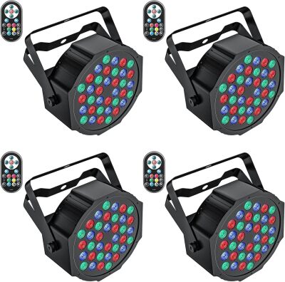 Stage Lights 36 LED Par Lights, Sound Activated Party Lights (Set of 4)