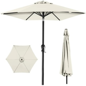 Outdoor Steel Market Patio Umbrella Decoration w/ Tilt, Crank Lift - 10ft