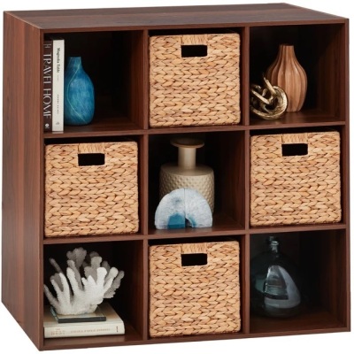 9-Cube Bookshelf Storage Display w/ 3 Removable Panels, Customizable Design