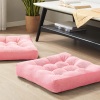 Meditation Floor Pillow Set of 6, Square Large Pillows Seating for Adults, Tufted Corduroy Floor Cushion for Living Room Tatami, Pink