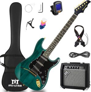  MUSTAR 39" Solid Wood Electric Guitar Kit with 25W Amplifier
