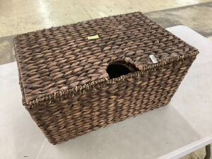 Lot of (2) Woven Storage Baskets - 1 Damaged