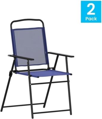 Flash Furniture Mystic Folding Patio Sling Chairs, Set of 2 