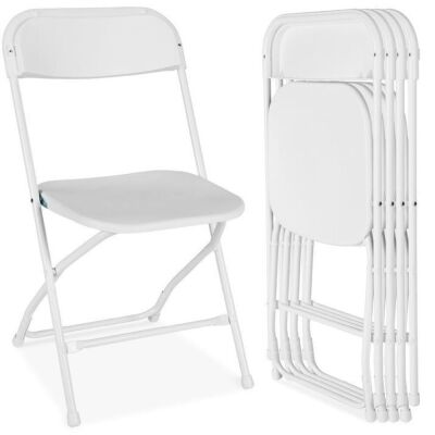 Set of 4 Folding Stacking Plastic Chairs w/ Non-Slip Feet  