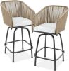 Set of 2 Woven Wicker Swivel Bar Stools