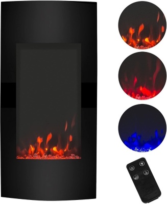 38" Wall Mount Vertical Electric Fireplace Heater w/Remote Control, 3 Heat and Color Settings 