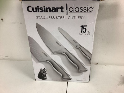 15pc Cuisinart Stainless Steel Cutlery Set w/ Block, E-Commerce Return, Sold as is