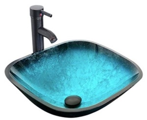 eclife Turquoise Square Bathroom Sink, E-Commerce Return, Sold as is