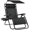 Folding Zero Gravity Recliner Patio Lounge Chair w/ Canopy, Side Tray