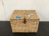 Mobile Water Hyacinth Rolling Filing Cabinet Storage Basket w/ Lid, Wheels - 3