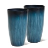 WORTH 23.5" H. Large Plastic Planters - Set of 2 Gradient Blue Glossy Smooth Finish - Tall Plant Pots for Indoor & Outdoor Use - Decorative Lightweight Flower Pots for Front Porch, Patio, Deck