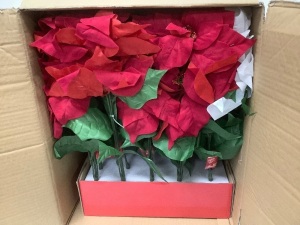 Box of Artificial Poinsettias 