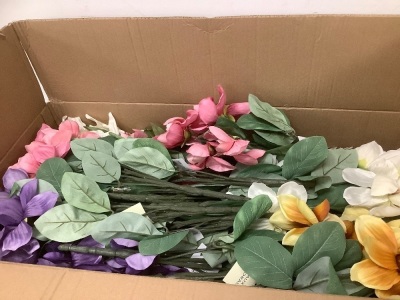 Box of Multi-Color Artificial 5 Stem Flowers 36 Pack