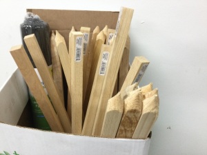 Multi-Use Yard & Garden Wood Stakes with Landscape Fabric