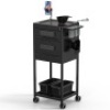 OmySalon Metal Rolling Salon Trolley Cart w/2 Lockable Drawers 2 Magnetic Bowls 2 Storage Baskets&nbsp;