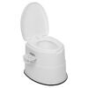  Portable Camping Toilet with Detachable Inner Bucket and Toilet Paper Holder, White 