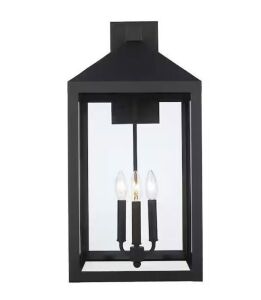 Bel Air Lighting Storm 25.8 in. 3-Light Black Outdoor Wall Light Fixture with Clear Glass