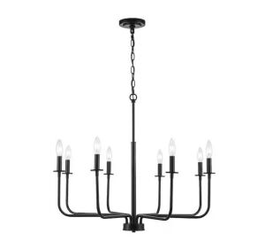 Bel Air Lighting Tennyson 8-Light Black Candle Chandelier