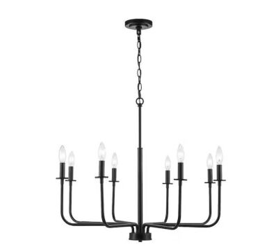 Bel Air Lighting Tennyson 8-Light Black Candle Chandelier