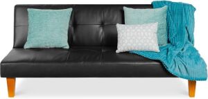 Faux Leather Convertible Futon 