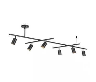 Globe Electric West 64 in. 6-Light Matte Black Track Lighting with 2 x Center Swivel Bars