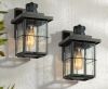  LNC Modern Black Motion Sensing Outdoor Sconce with Seeded Glass Shade, 2-Pack