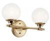 KICHLER Benno 14.75 in. 2-Light Champagne Bronze Industrial Bathroom Vanity Light with Opal Glass