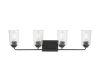 Hampton Bay Evangeline 32-3/8 in. 4-Light Matte Black Farmhouse Bathroom Vanity Light with Clear Seeded Glass Shades