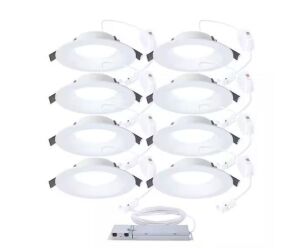 HALO QuickLink Low Voltage, 6 in. Selectable CCT 2700-5000K, 600 Lumens, Recessed Canless LED Starter Kit-8 pack, Dimmable