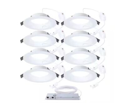 HALO QuickLink Low Voltage, 6 in. Selectable CCT 2700-5000K, 600 Lumens, Recessed Canless LED Starter Kit-8 pack, Dimmable