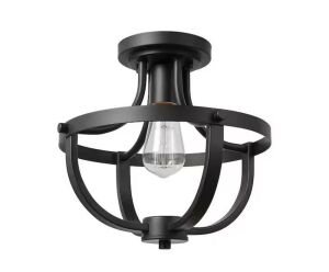 Globe Electric 12 in. 1-Light Matte Black Semi-Flush Mount Ceiling Light