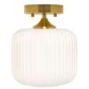 River of Goods Vanna 8 in. Gold-Tone Metal Semi-Flush Mount with Frosted White Globe Shade