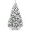 6' Snow Flocked Artificial Pine Christmas Tree w/ Foldable Metal Base