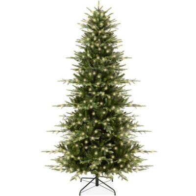 6' Pre-Lit Artificial Aspen Noble Fir Christmas Tree w/ Metal Stand