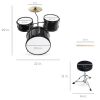 Kids Beginner 3-Piece Drum, Musical Instrument Set w/ Sticks, Stool, Pedal - 2