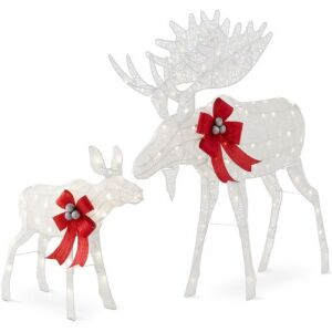 2-Piece Moose Family Lighted Outdoor Christmas Decoration Set w/ 170 Lights